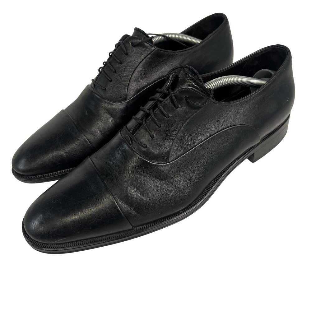 Bruno Magli Shoes Maioco 10 M Black Leather Cap Toe Dress Oxford Made Italy $395